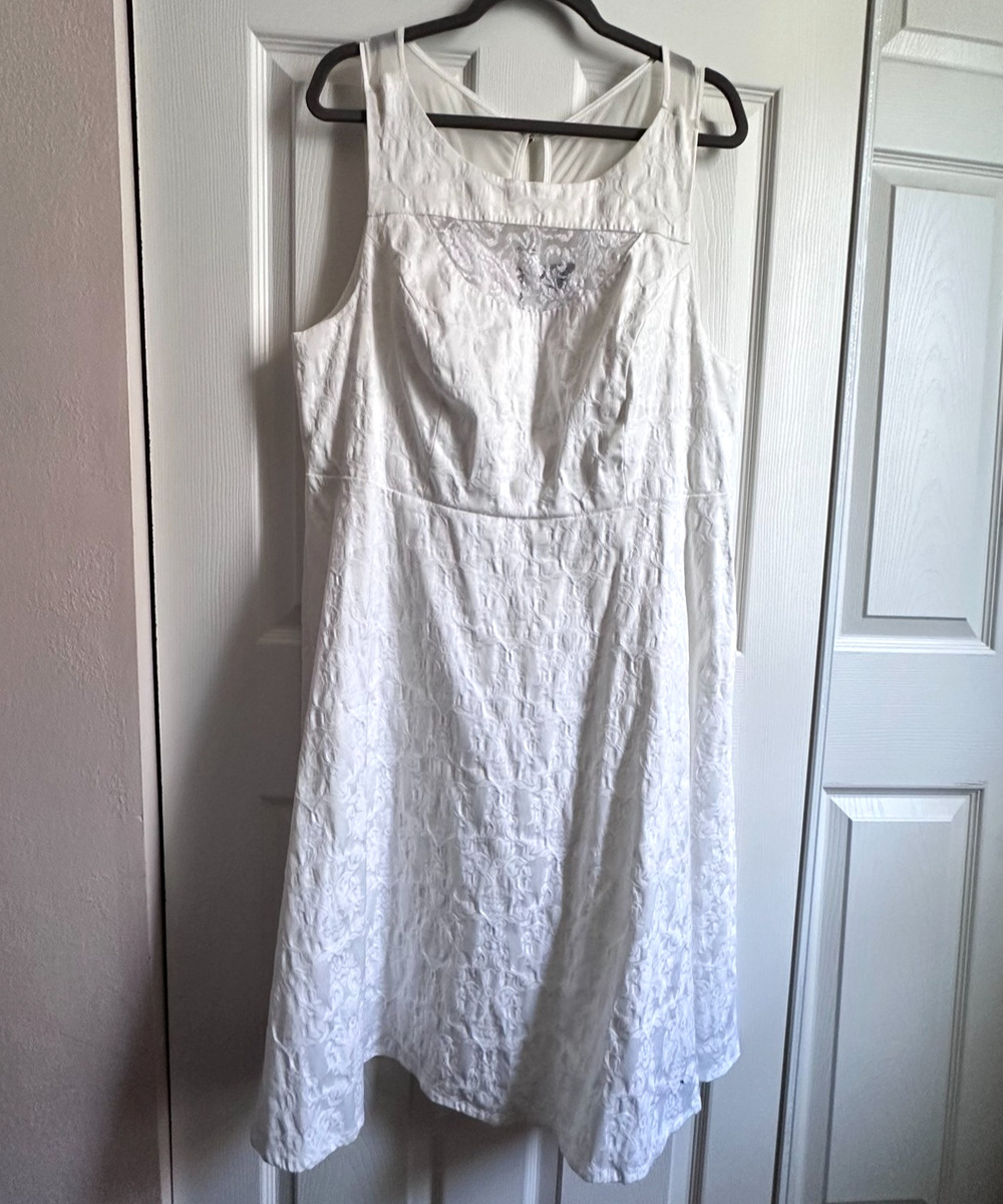 Torrid Womens 18 White Floral Jacquard Lace Fit & Flare Midi Dress Bridal